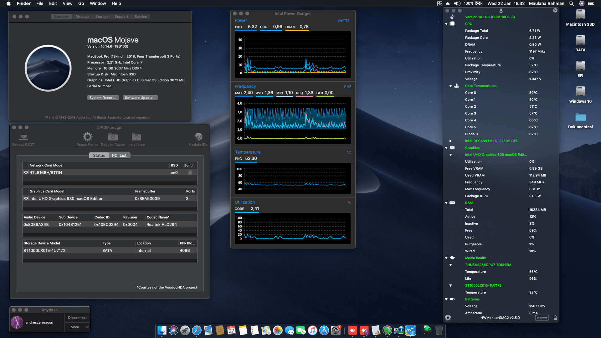 Success Hackintosh macOS Mojave 10.14.6 Build 18G103 in ASUS ROG STRIX HERO II GL504GM-ES170T
